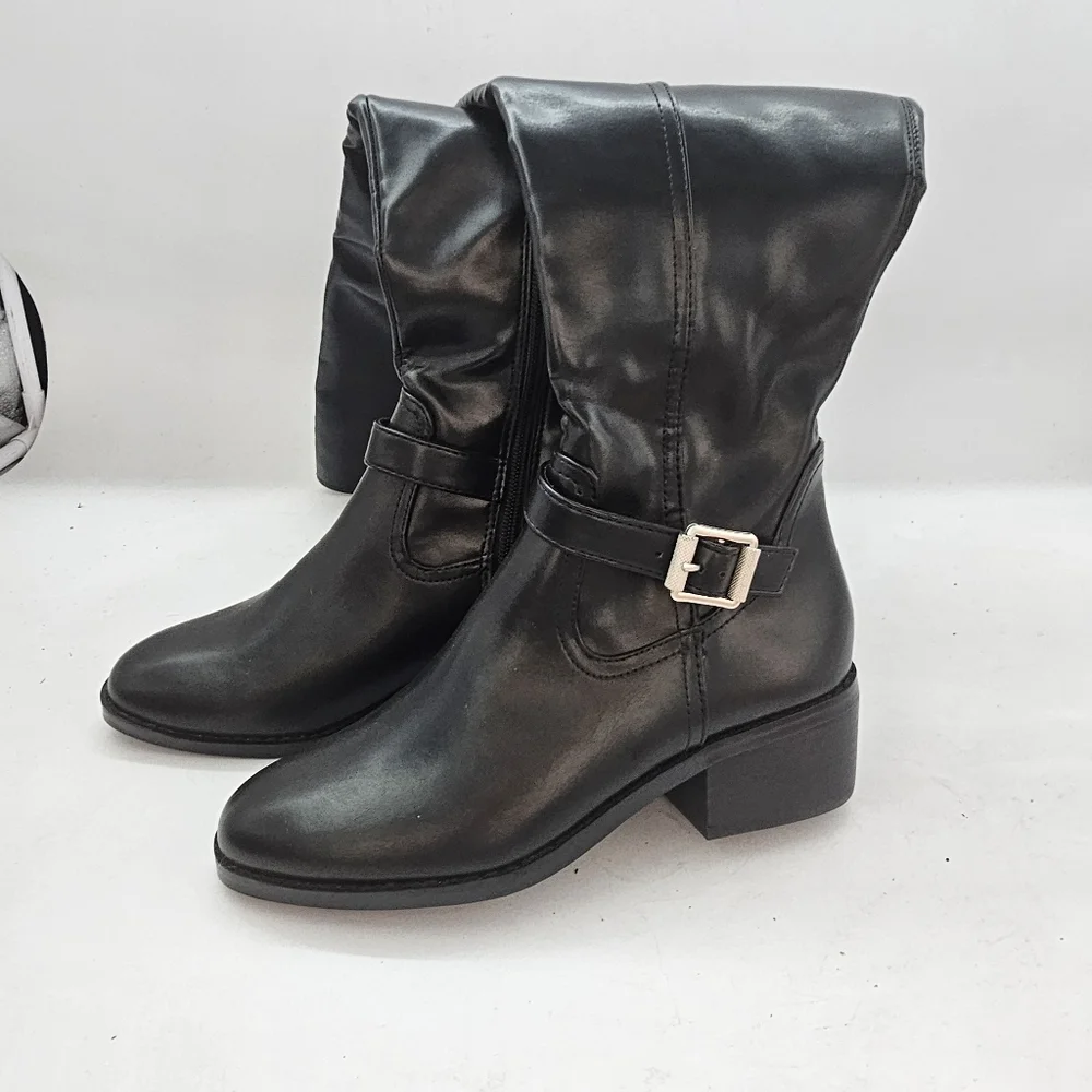 DV Dolce Vita Elyse Black Over The Knee Riding Boots Buckle Detail Women’s 7